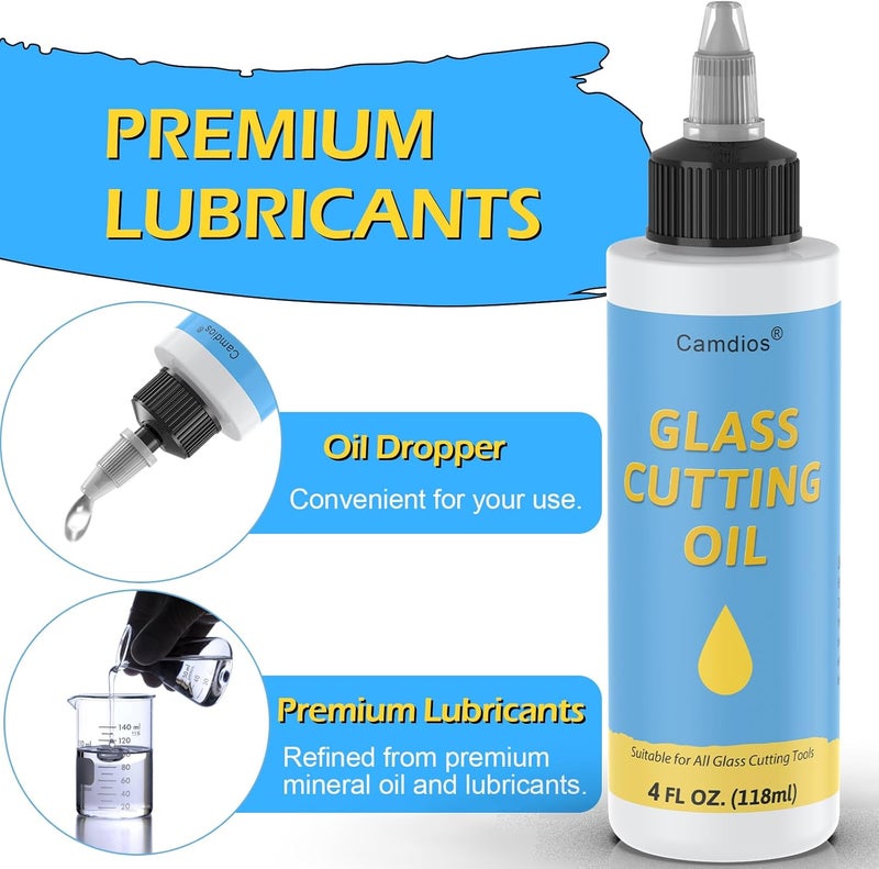 Camdios Glass Cutting Oil with Precision Application Top, Suitable for an Array of Glass Cutter and Glass Cutting Tools, 4 oz Premium Glass Cutting Oil for Glass Cutters/Tiles/Mirrors/Mosaic - by - Image 2
